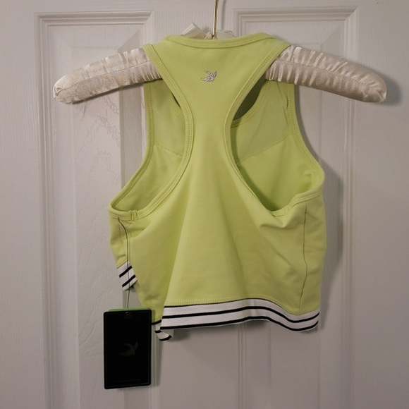 Sports Bra Lime Green Stripe Band Asymmetrical - Picture 3 of 6